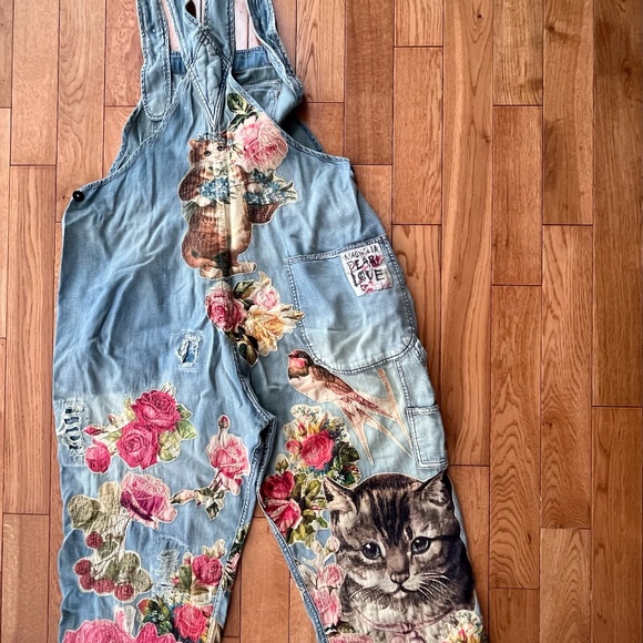 Magnolia Pearl Rose Embroidered Denim Overalls - Picture 3 of 4